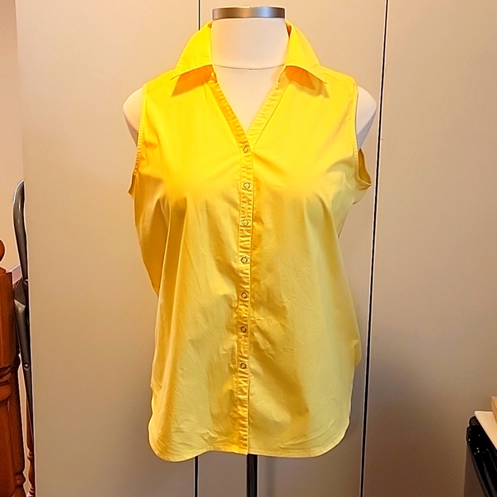 Avenue Sleeveless Button-Front Blouse in Yellow